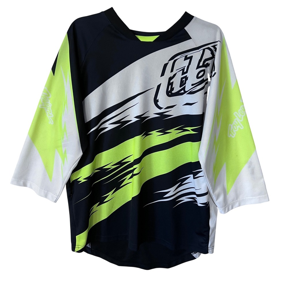Troy Lee‎ Designs Mens XL Long Sleeve Motocross Jersey Yellow Black White READ